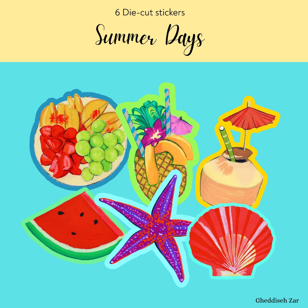 6 Die-cut stickers "Summer Days"